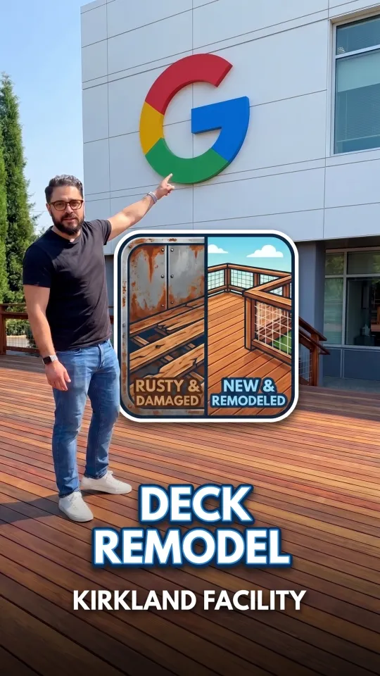The deck at Google's Kirkland facility didn't need replacing, it needed stripping. We put a chemical treatment down to lift the old stain,...