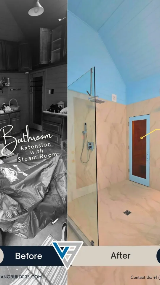 The door at the back of the shower is a steam room. You reach it from inside the wet area rather than from the bathroom, which sounds like...