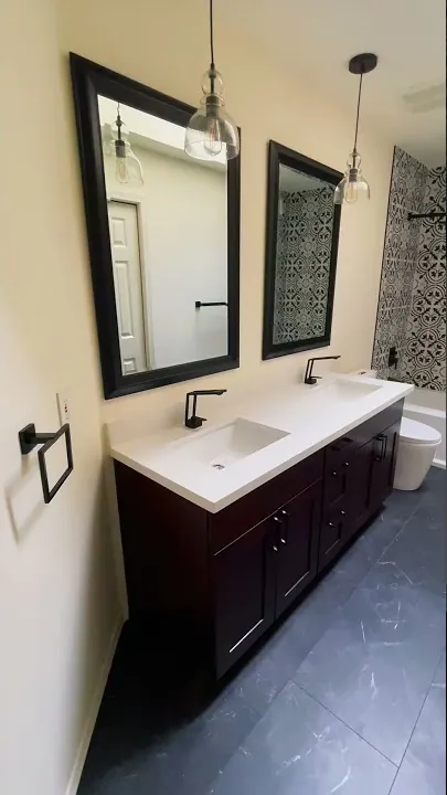 Video thumbnail: this Issaquah bathroom with a patterned tile tub wall