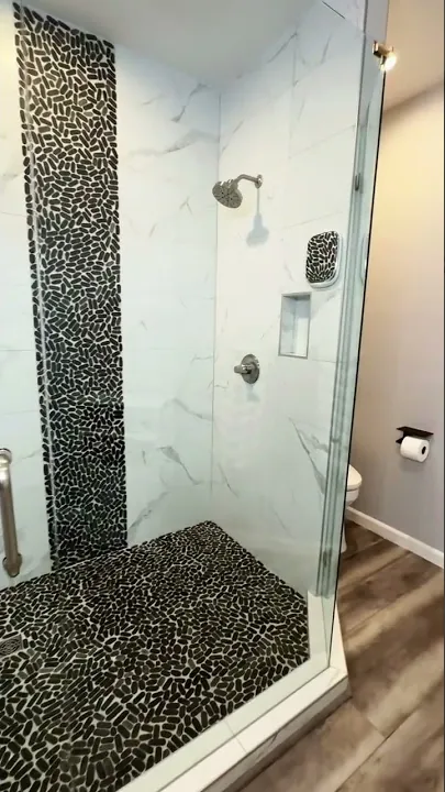 Video thumbnail: this Kirkland bathroom, where a tub became a walk-in shower