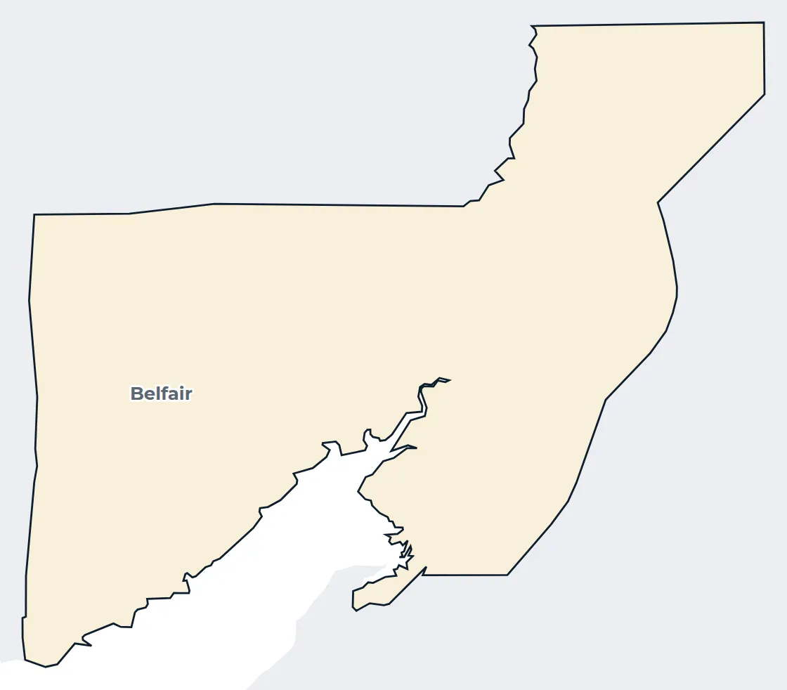 Map of the Belfair census-designated place