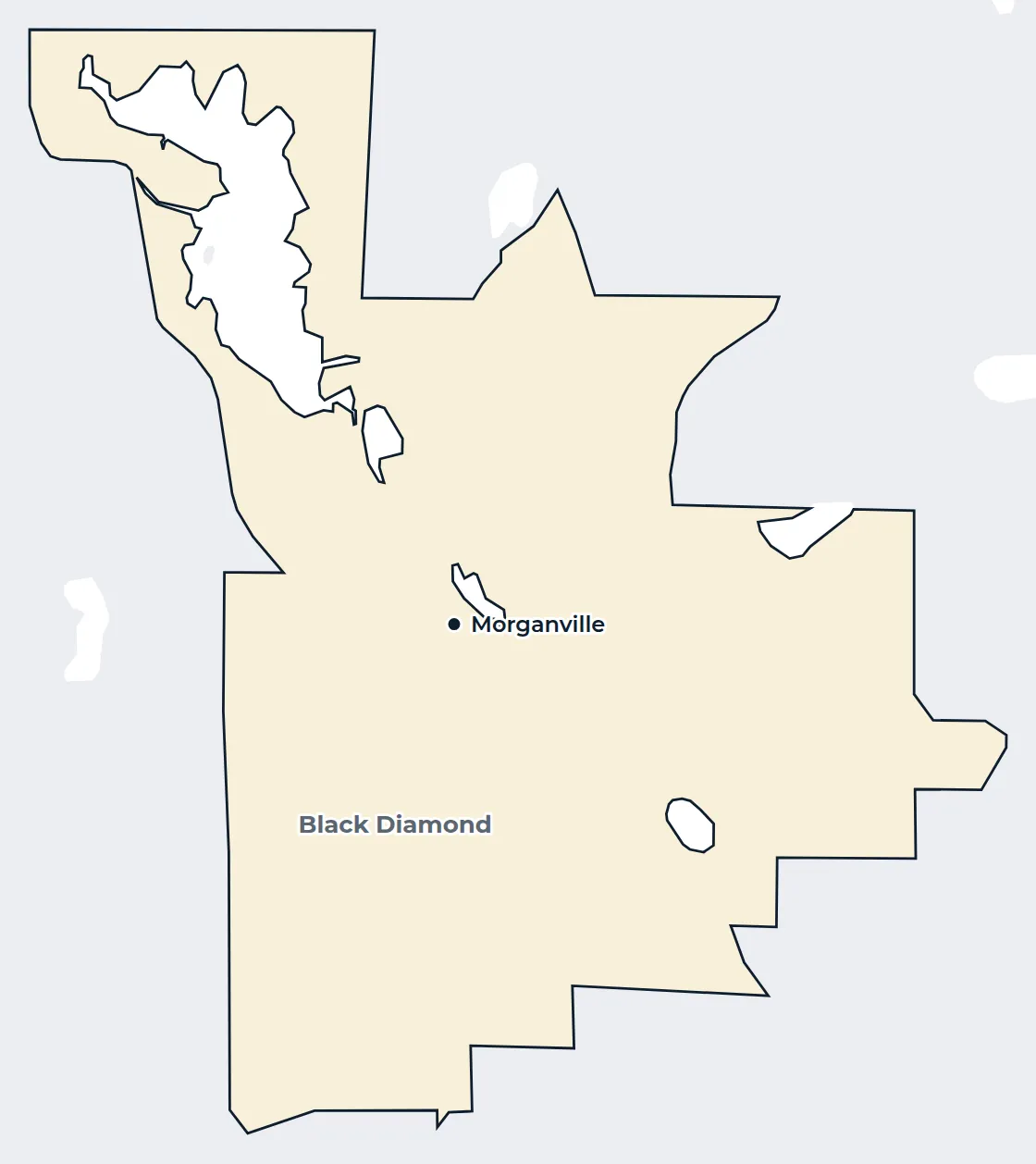Map of the Black Diamond city limits with Morganville marked