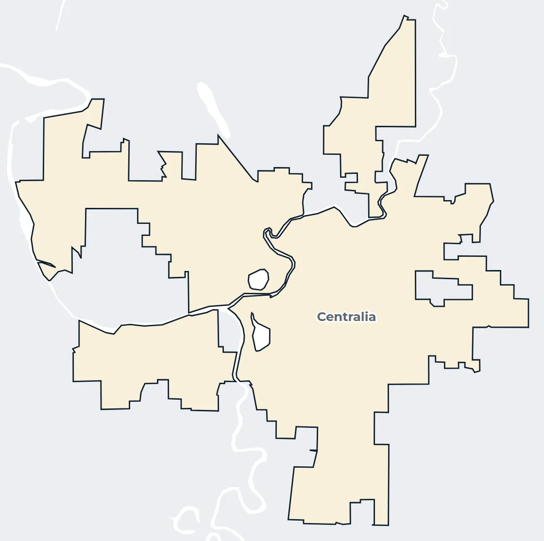 Map of the Centralia city limits
