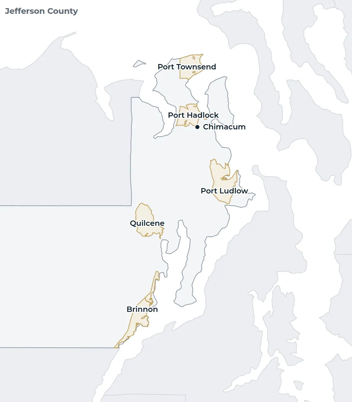 Locator map of Jefferson County with Chimacum marked
