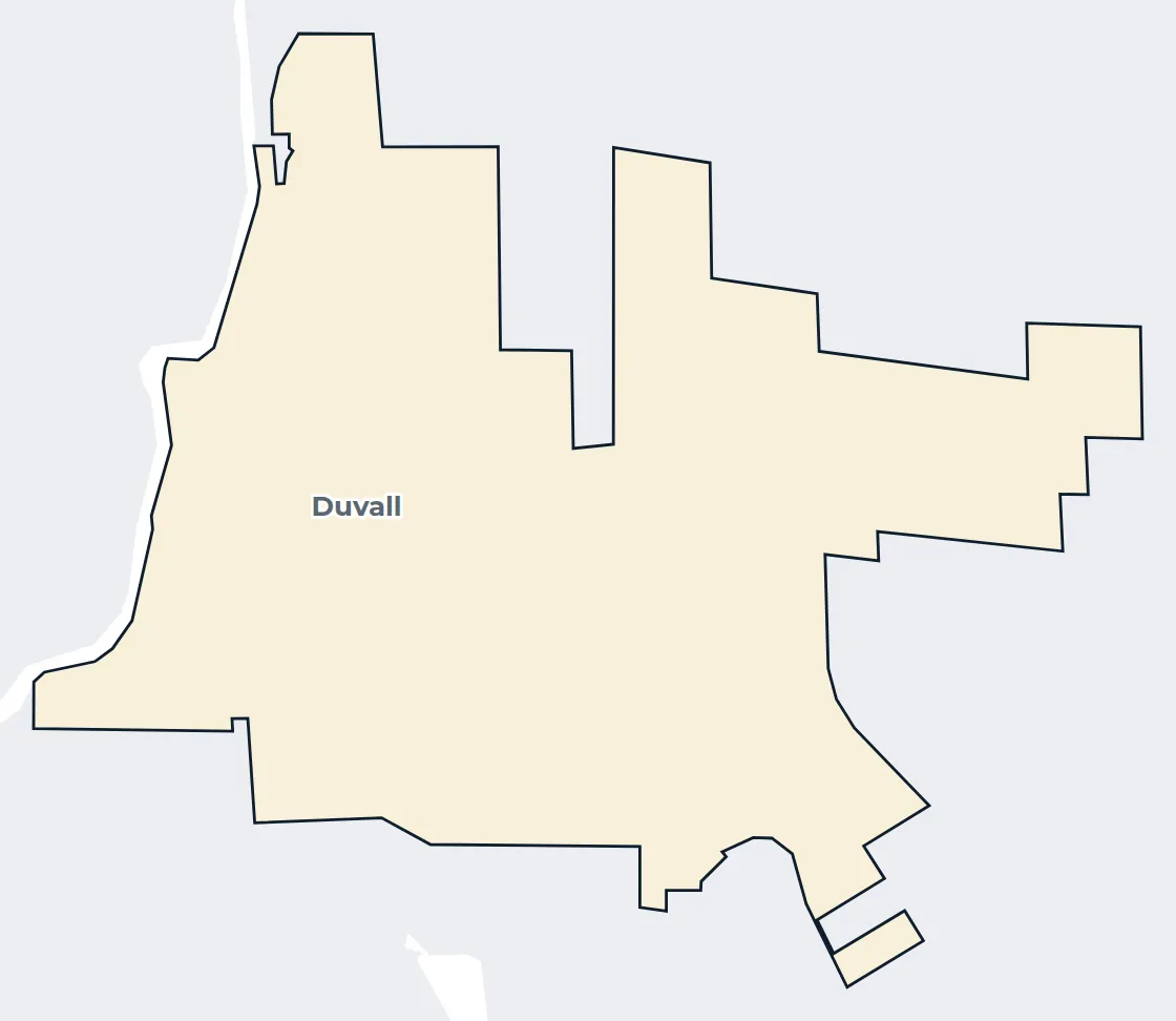 Map of the Duvall city limits