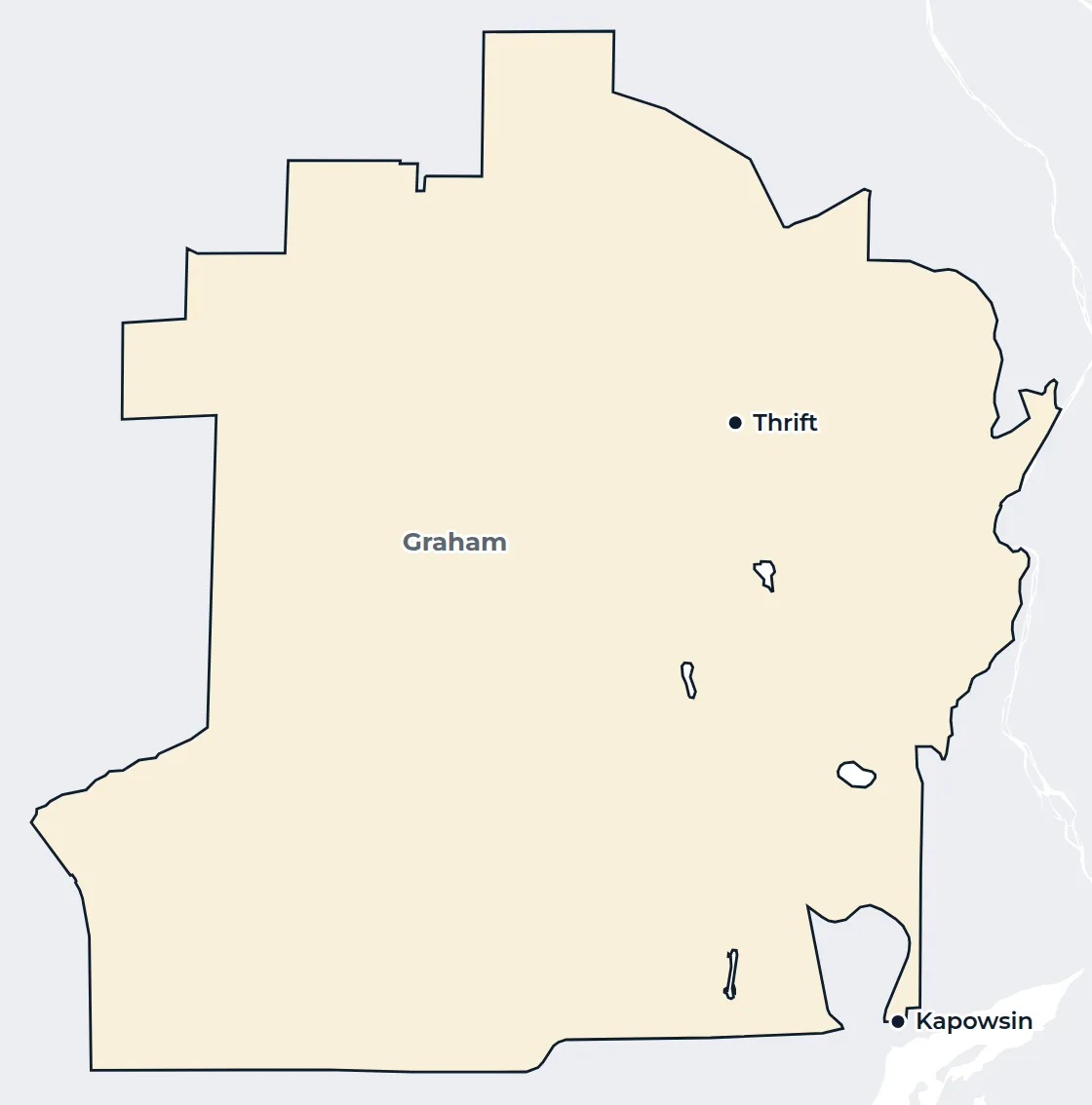 Map of the Graham census-designated place with Kapowsin and Thrift marked