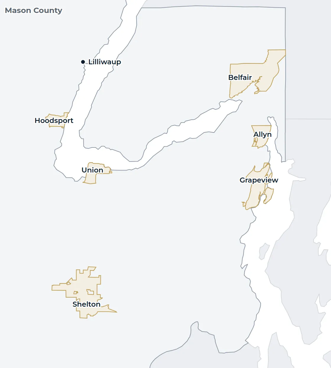 Locator map of Mason County with Lilliwaup marked