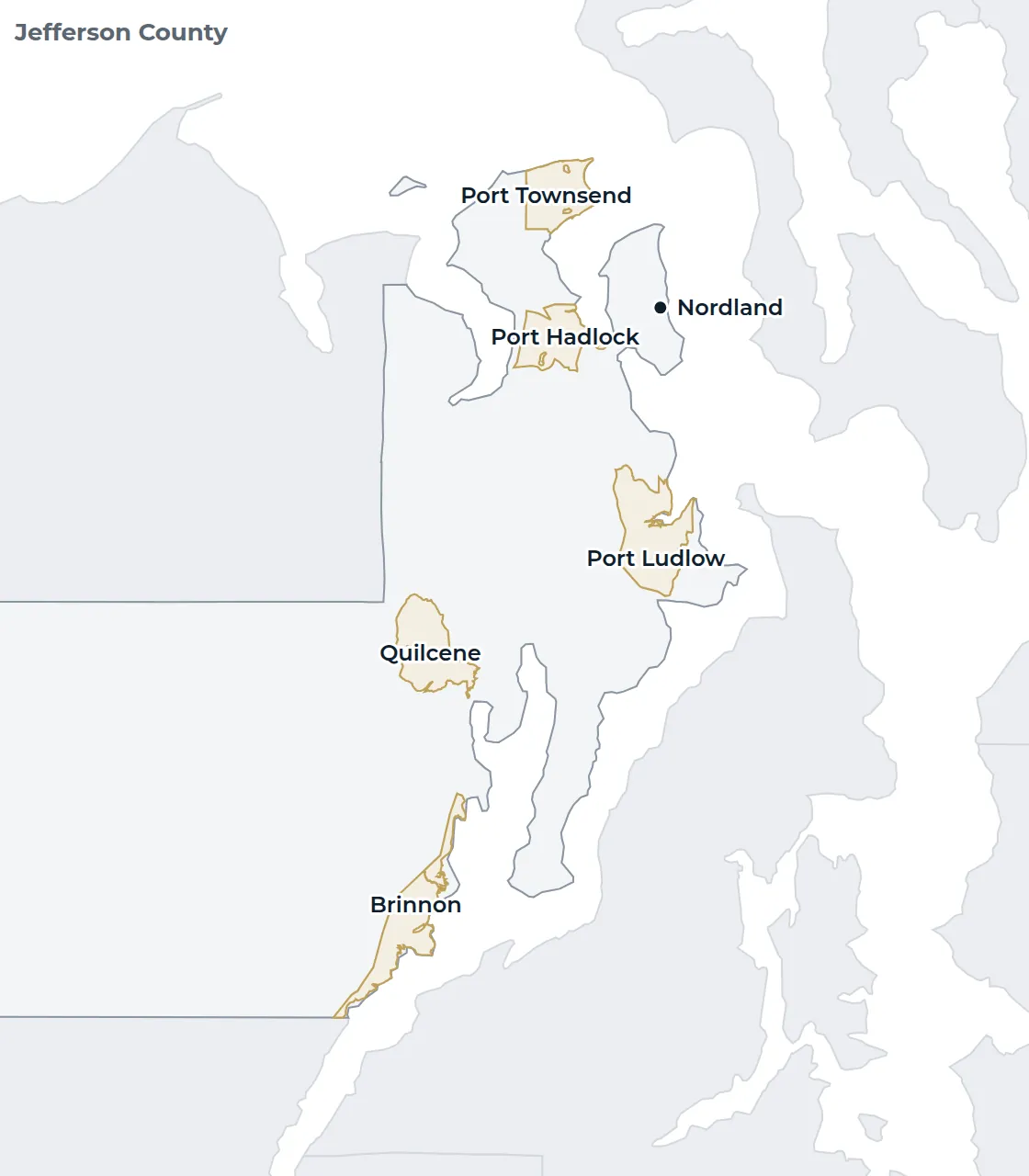 Locator map of Jefferson County with Nordland marked
