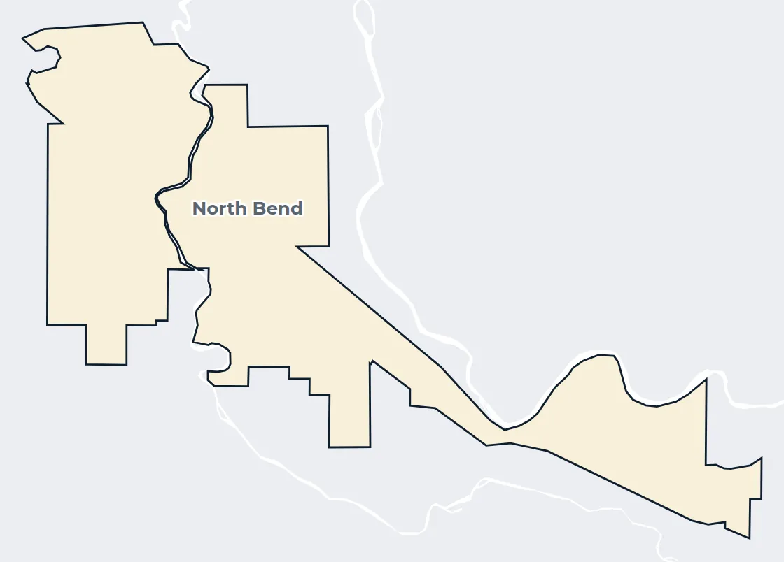 Map of the North Bend city limits