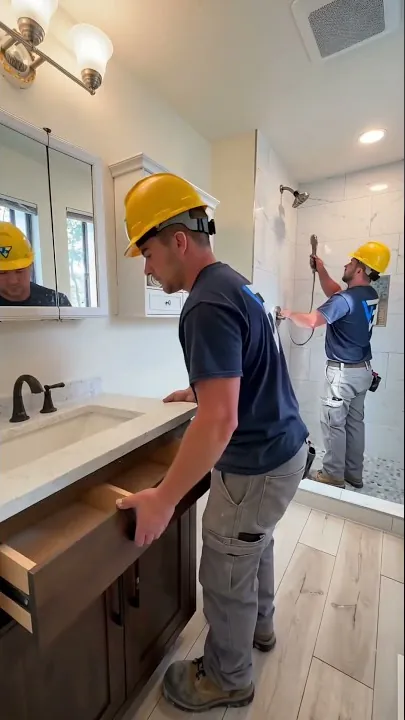 Video thumbnail: this guest bathroom with a pebble shower floor