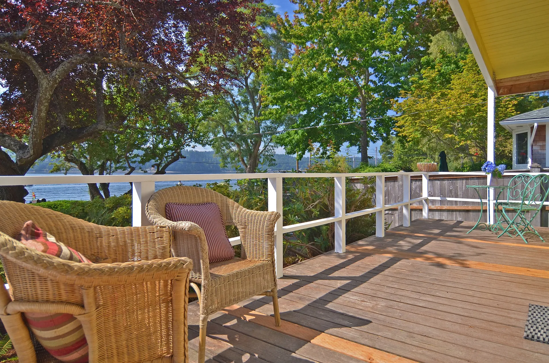 Backyard deck in the sunlight