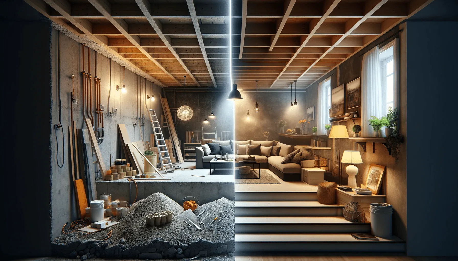 Basement floor during a remodel