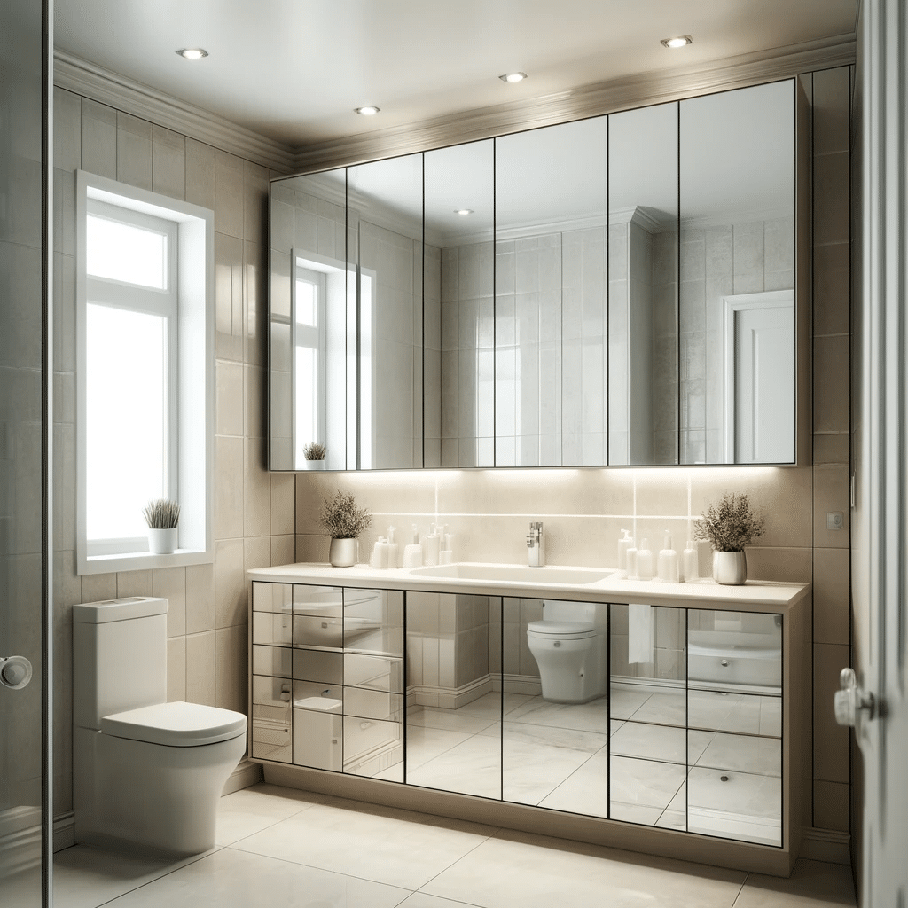 big mirror in small bathroom, small bathroom ideas with tiles