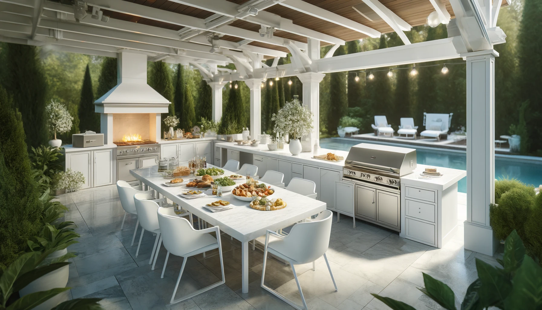 outdoor kitchen design, house, patio, grill