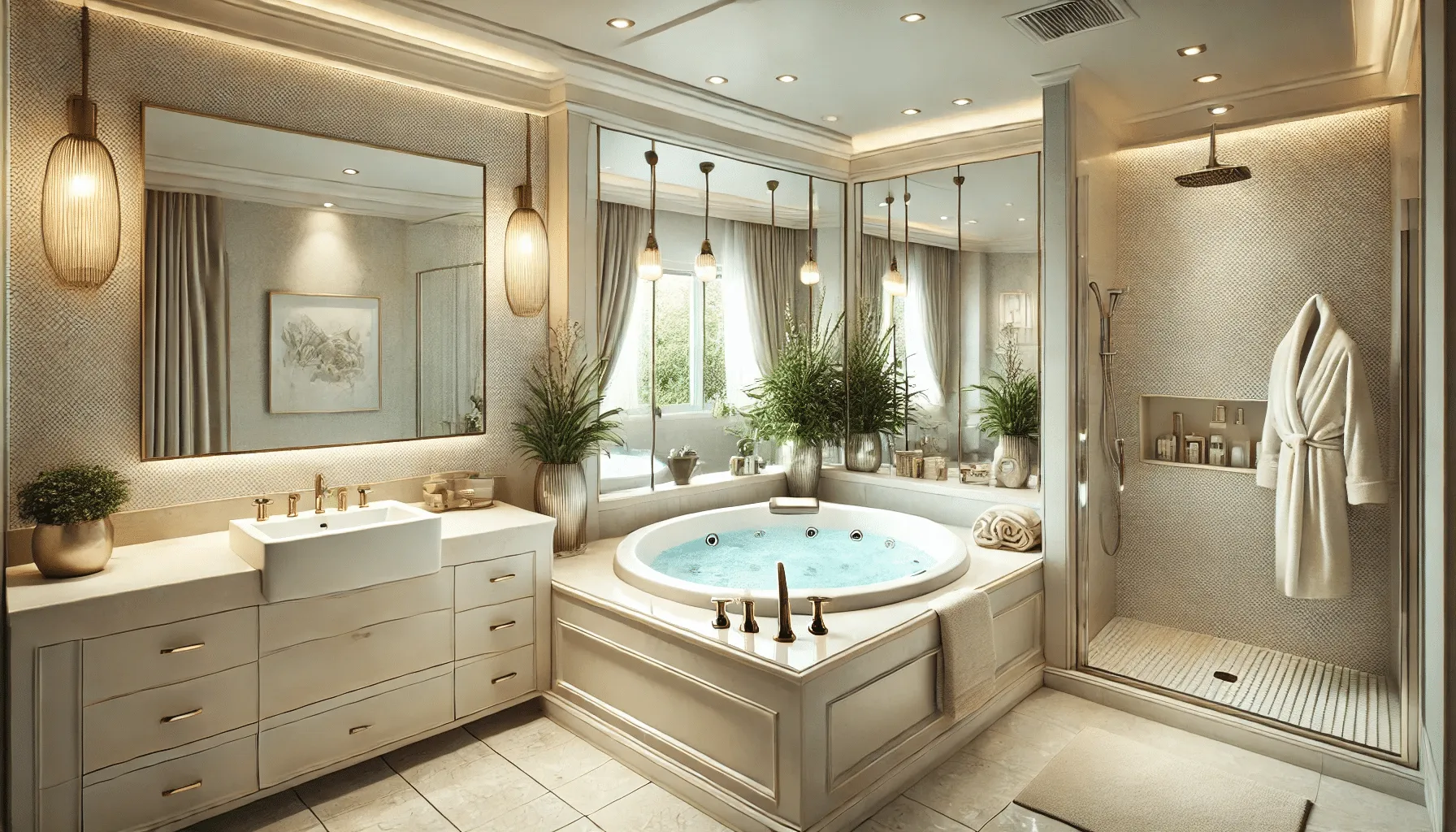 Remodeled bathroom with a jacuzzi tub