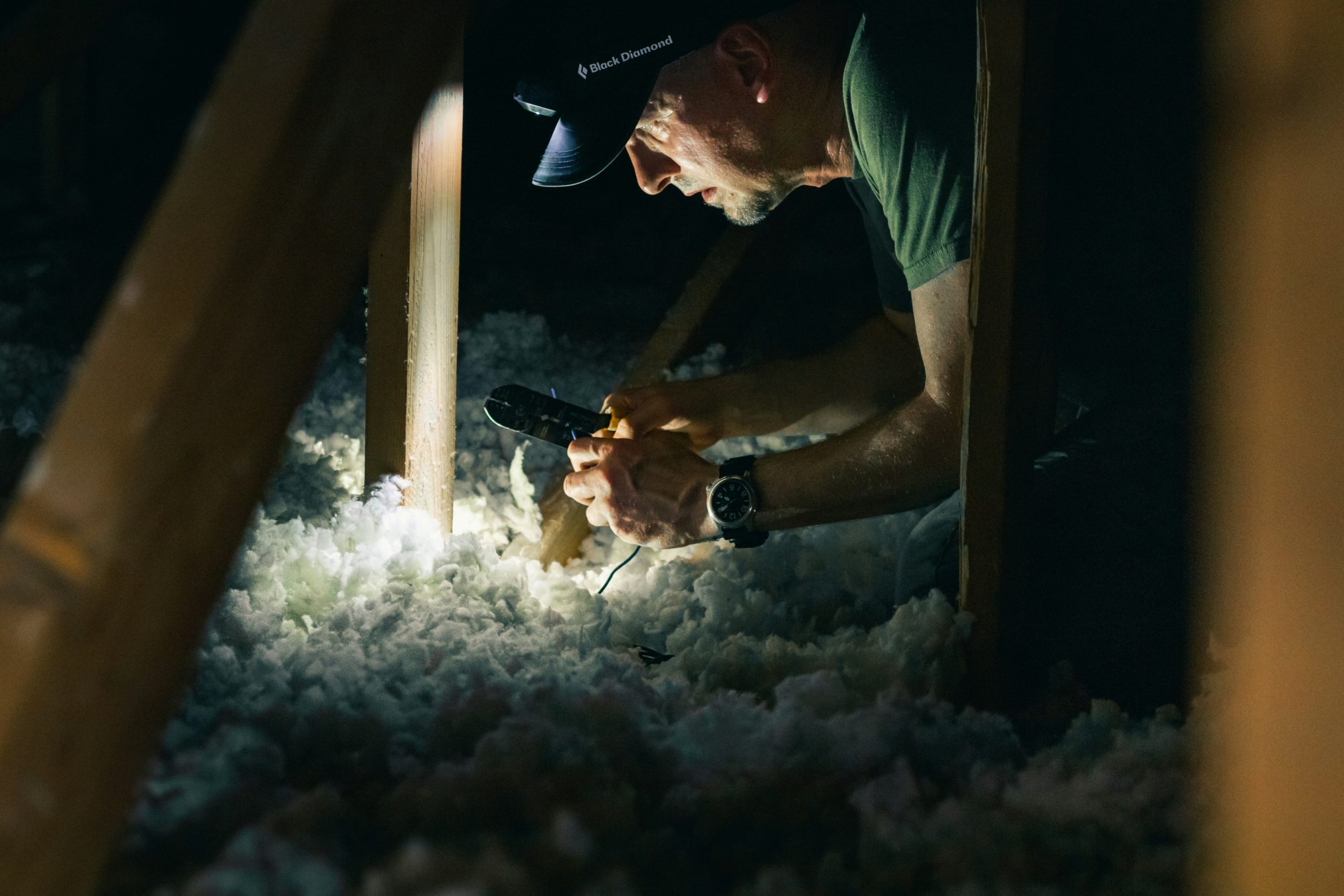 attic space with existing insulation