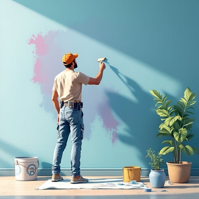 painter, painting, wall